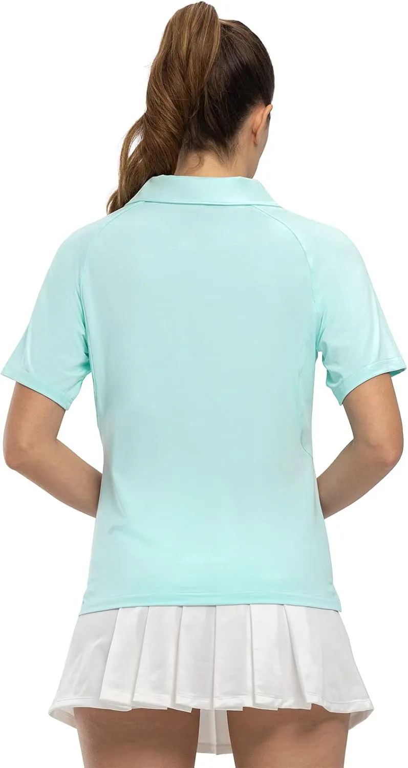 TBMPOY Women's Golf Polo Shirts Short Sleeve UPF 50  Dry Fit Athletic Tennis T-Shirts Zip Up Athletic Sports Shirt