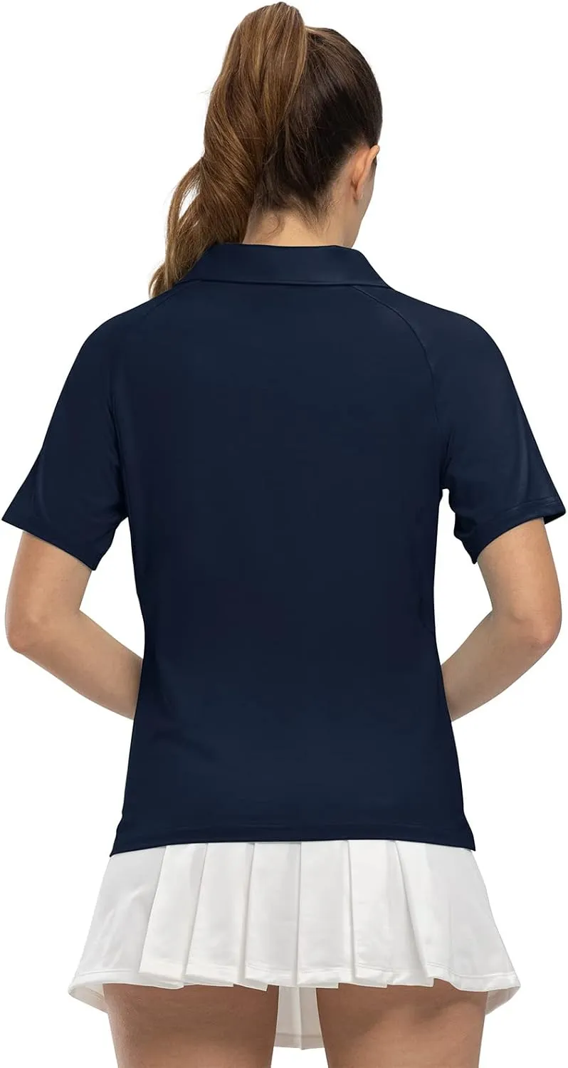 TBMPOY Women's Golf Polo Shirts Short Sleeve UPF 50  Dry Fit Athletic Tennis T-Shirts Zip Up Athletic Sports Shirt