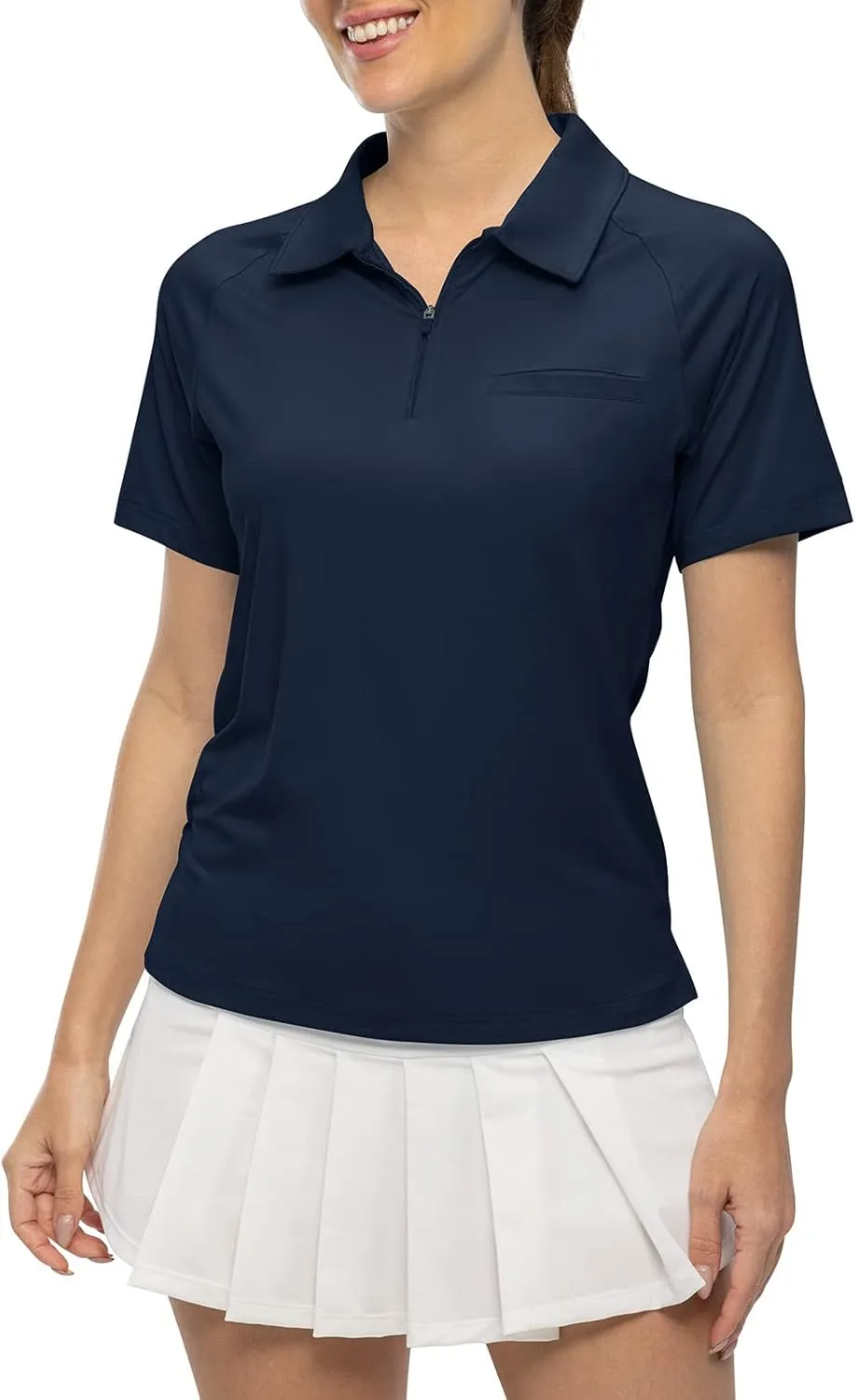 TBMPOY Women's Golf Polo Shirts Short Sleeve UPF 50  Dry Fit Athletic Tennis T-Shirts Zip Up Athletic Sports Shirt