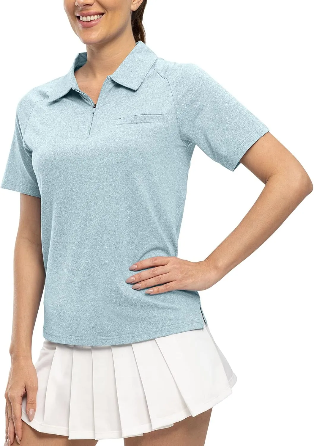 TBMPOY Women's Golf Polo Shirts Short Sleeve UPF 50  Dry Fit Athletic Tennis T-Shirts Zip Up Athletic Sports Shirt