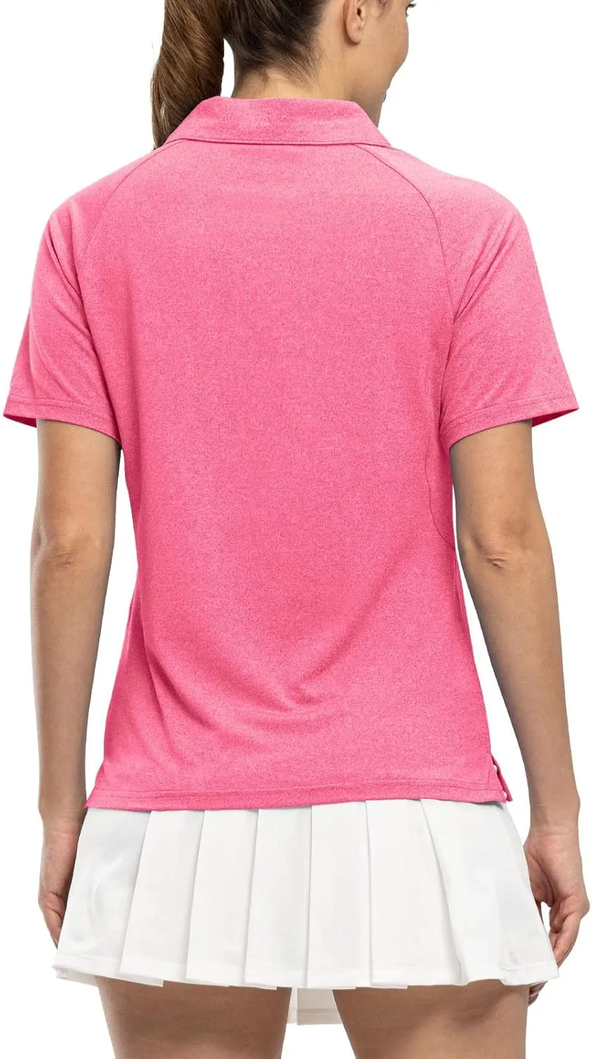 TBMPOY Women's Golf Polo Shirts Short Sleeve UPF 50  Dry Fit Athletic Tennis T-Shirts Zip Up Athletic Sports Shirt