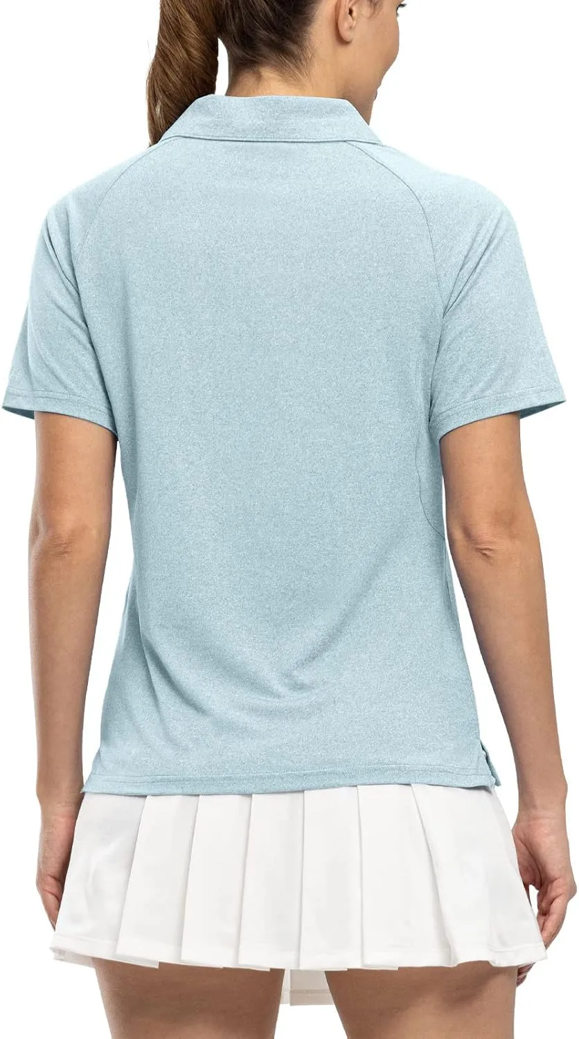 TBMPOY Women's Golf Polo Shirts Short Sleeve UPF 50  Dry Fit Athletic Tennis T-Shirts Zip Up Athletic Sports Shirt