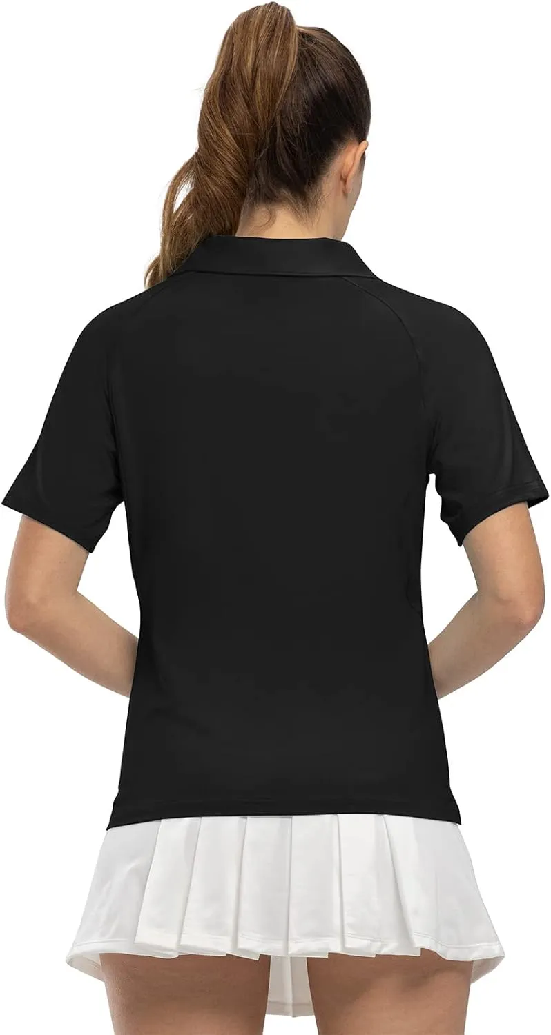 TBMPOY Women's Golf Polo Shirts Short Sleeve UPF 50  Dry Fit Athletic Tennis T-Shirts Zip Up Athletic Sports Shirt