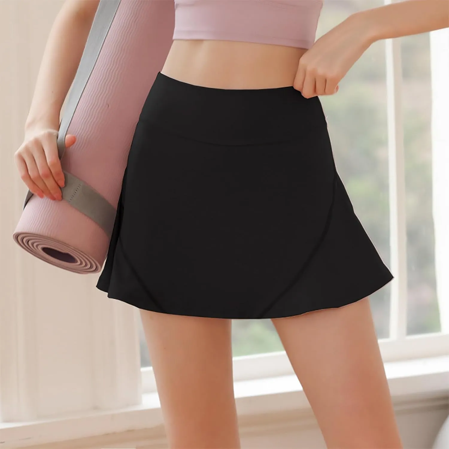 Tennis Skirts for Women Solid Color Sports Stretch High Waisted Skirt Casual Pleated Smooth Running Skirts