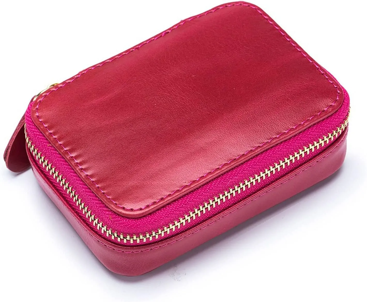 Toiletry Bag Mirror Inside Mini Cosmetic Make Up Bag Smooth Zipper Style Lipsticks Holder Small Case(2)