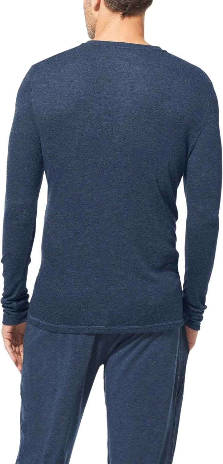 Tommy John Men's Henley/Long Sleeve Pajama Sleep Shirt/Lounge Wear, Second Skin Fabric