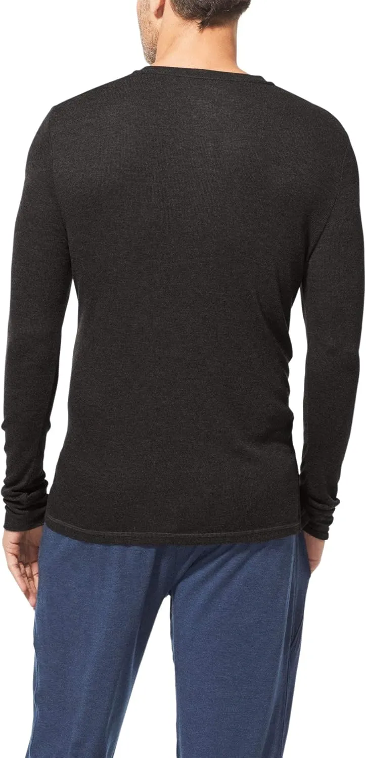 Tommy John Men's Henley/Long Sleeve Pajama Sleep Shirt/Lounge Wear, Second Skin Fabric