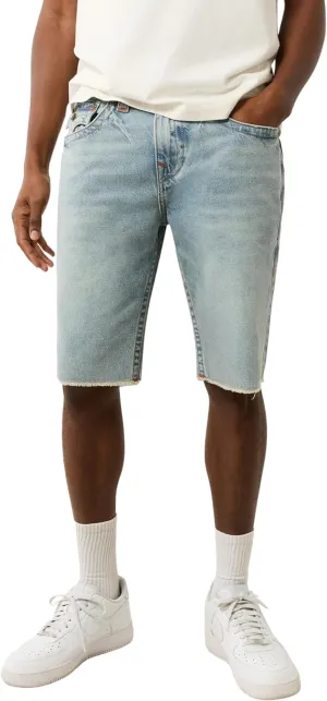 True Religion Men's Ricky Sn Flap Light Short Fray Hem - Rocky Point Light | Denim Shorts with Frayed Hem