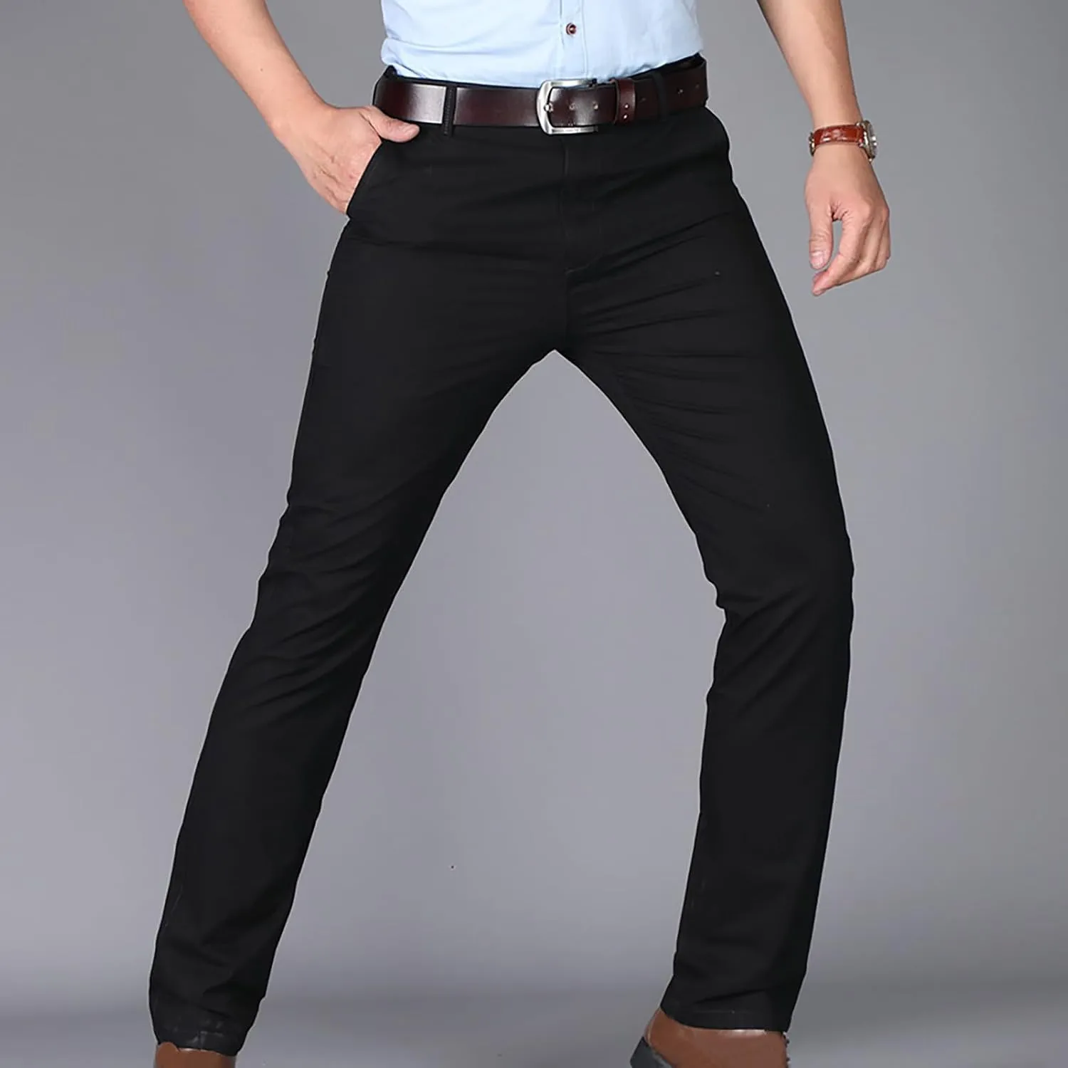 Uillui Business Casual Mens Dress Pants Slim Fit Stretch Chino Pant Straight Leg Work Suit Pants Big and Tall Comfort Slacks