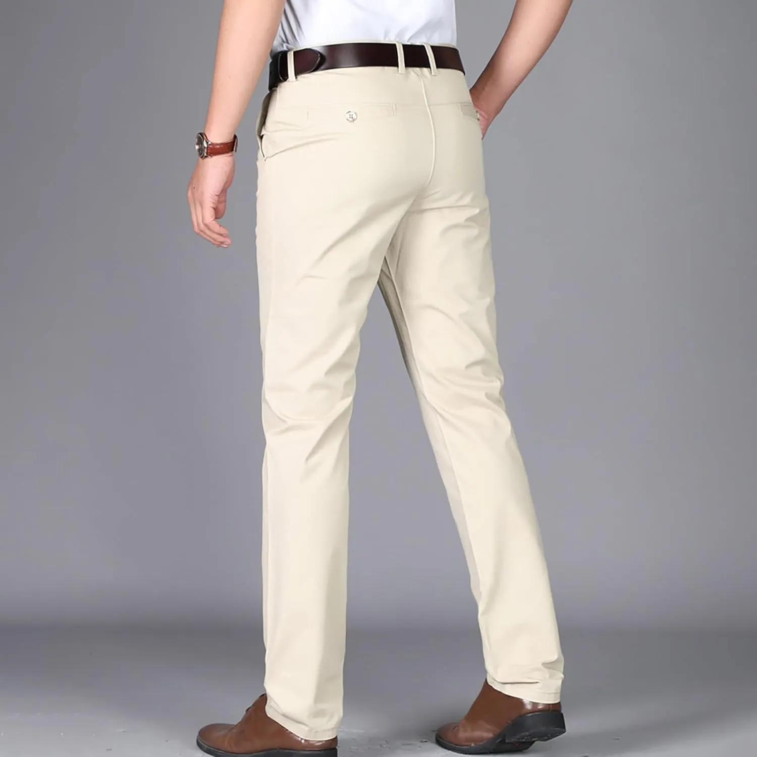 Uillui Business Casual Mens Dress Pants Slim Fit Stretch Chino Pant Straight Leg Work Suit Pants Big and Tall Comfort Slacks