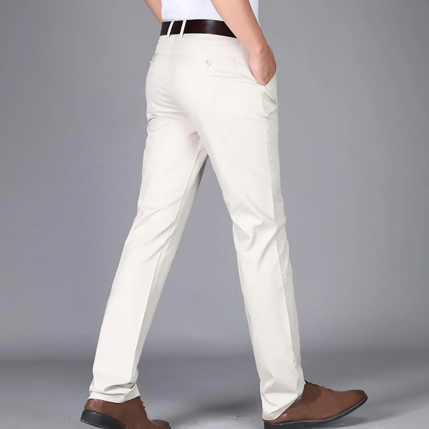 Uillui Business Casual Mens Dress Pants Slim Fit Stretch Chino Pant Straight Leg Work Suit Pants Big and Tall Comfort Slacks