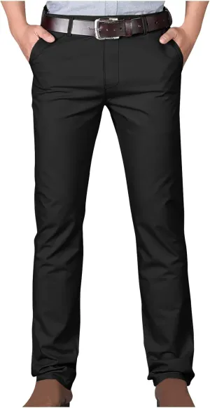 Uillui Business Casual Mens Dress Pants Slim Fit Stretch Chino Pant Straight Leg Work Suit Pants Big and Tall Comfort Slacks