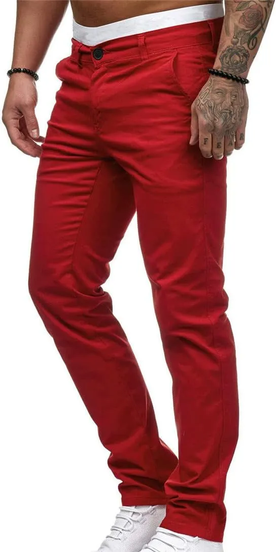 Uillui Men's Comfort Stretch Slim Fit Dress Pant Fashion Skinny Straight Fit Flex Waist Casual Pant Chinos Work Slacks