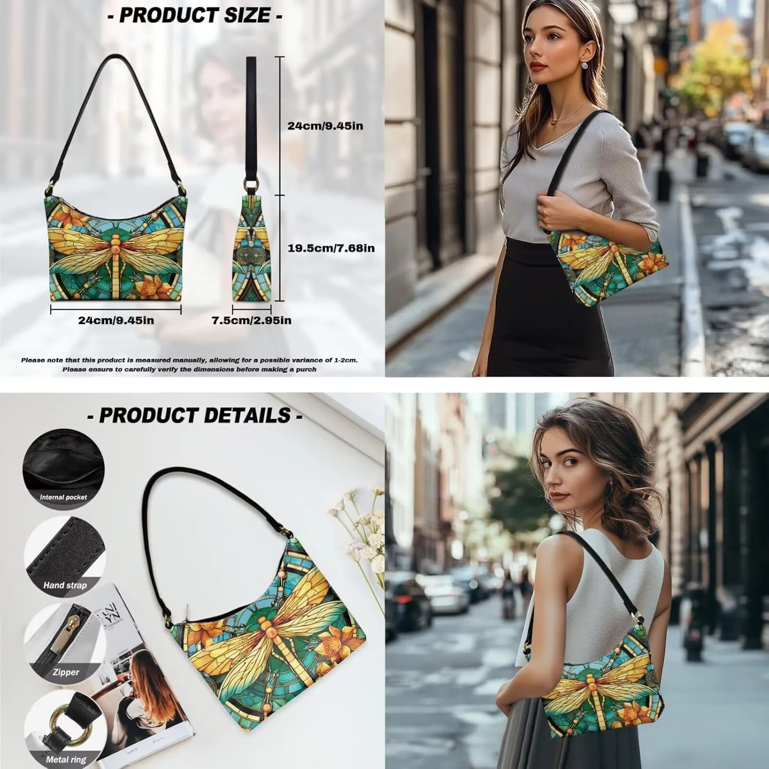 Underarm Purse Set for Women Soft Shoulder Purse Handbag with Wallet Set Smooth Top-Handle Shoulder Bag Clutch