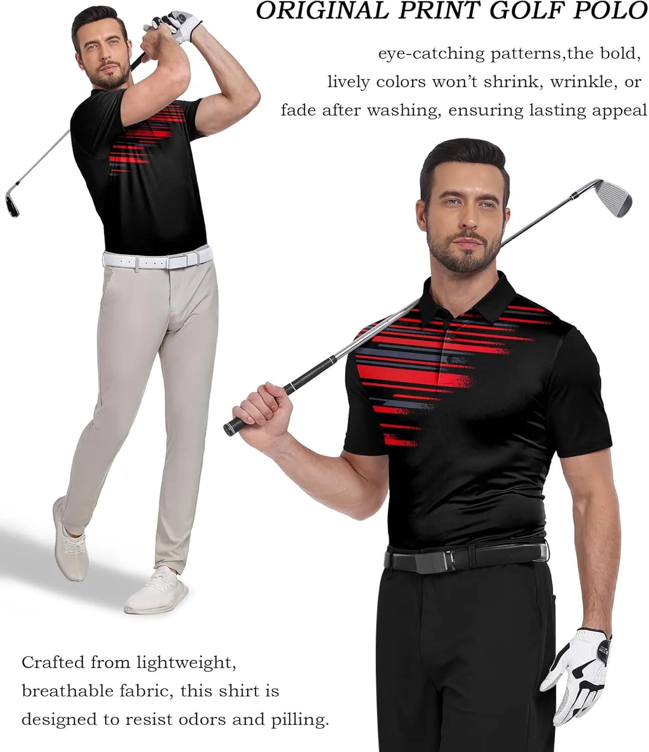 V VALANCH Mens Polo Shirts Short Sleeve Moisture Wicking Golf Tennis Polo Casual Shirts