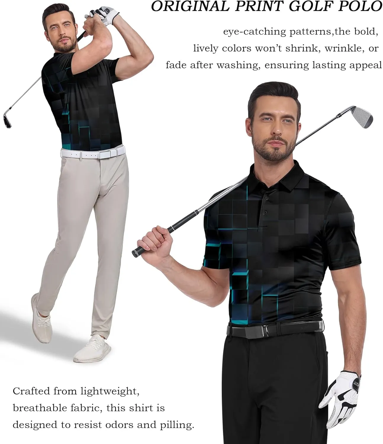 V VALANCH Mens Polo Shirts Short Sleeve Moisture Wicking Golf Tennis Polo Casual Shirts