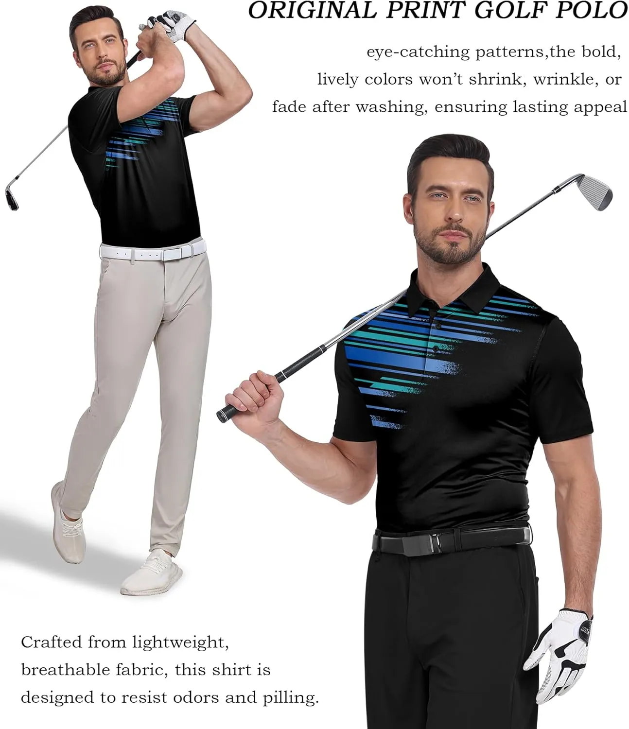 V VALANCH Mens Polo Shirts Short Sleeve Moisture Wicking Golf Tennis Polo Casual Shirts