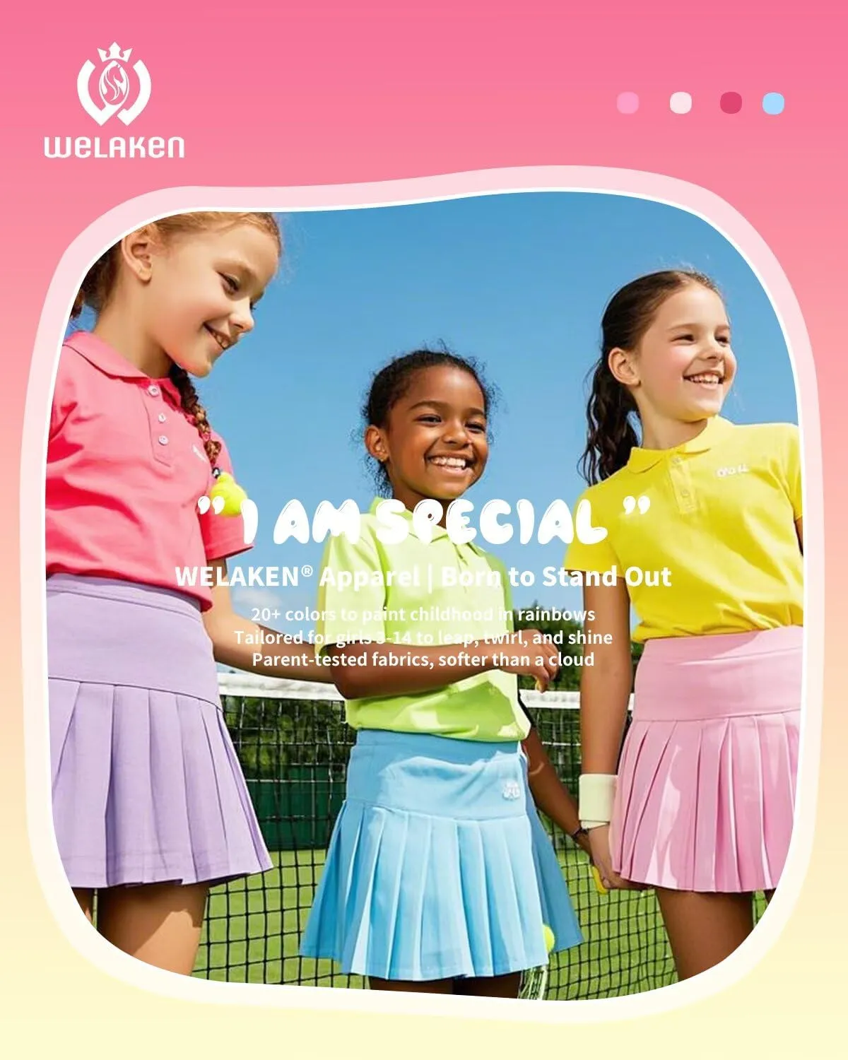 WELAKEN Girls' Pleated Skirt Flowy Elastic Waist Chiffon Athletic Skorts