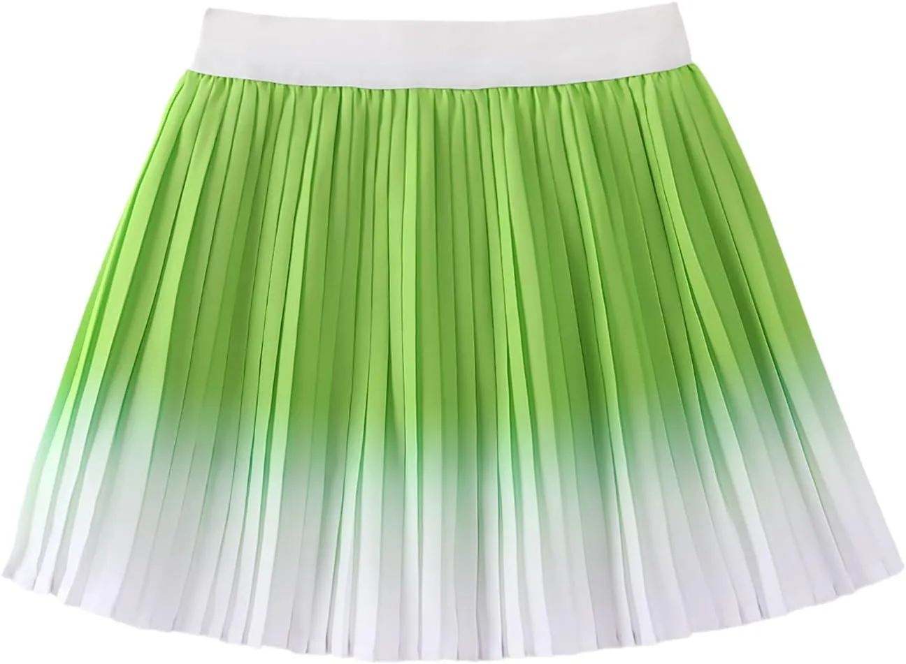 WELAKEN Girls' Pleated Skirt Flowy Elastic Waist Chiffon Athletic Skorts