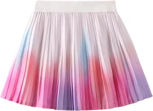 WELAKEN Girls' Pleated Skirt Flowy Elastic Waist Chiffon Athletic Skorts
