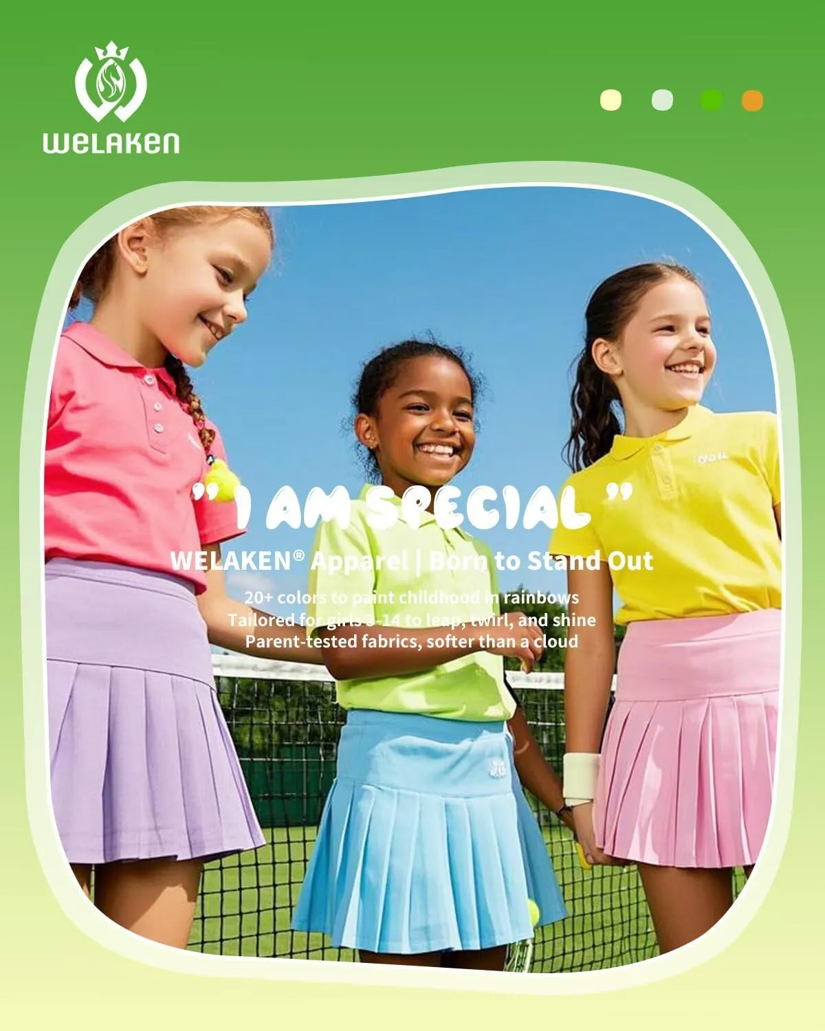 WELAKEN Girls' Pleated Skirt Flowy Elastic Waist Chiffon Athletic Skorts