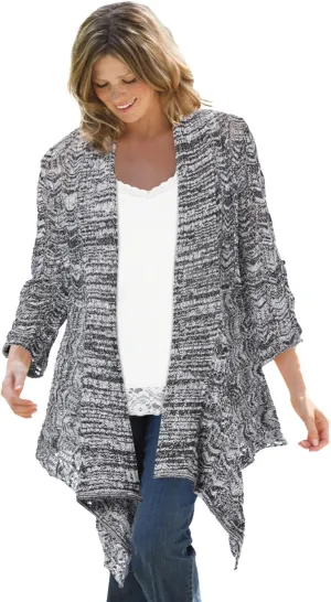 Woman Within Plus Size Open Front Pointelle Cardigan