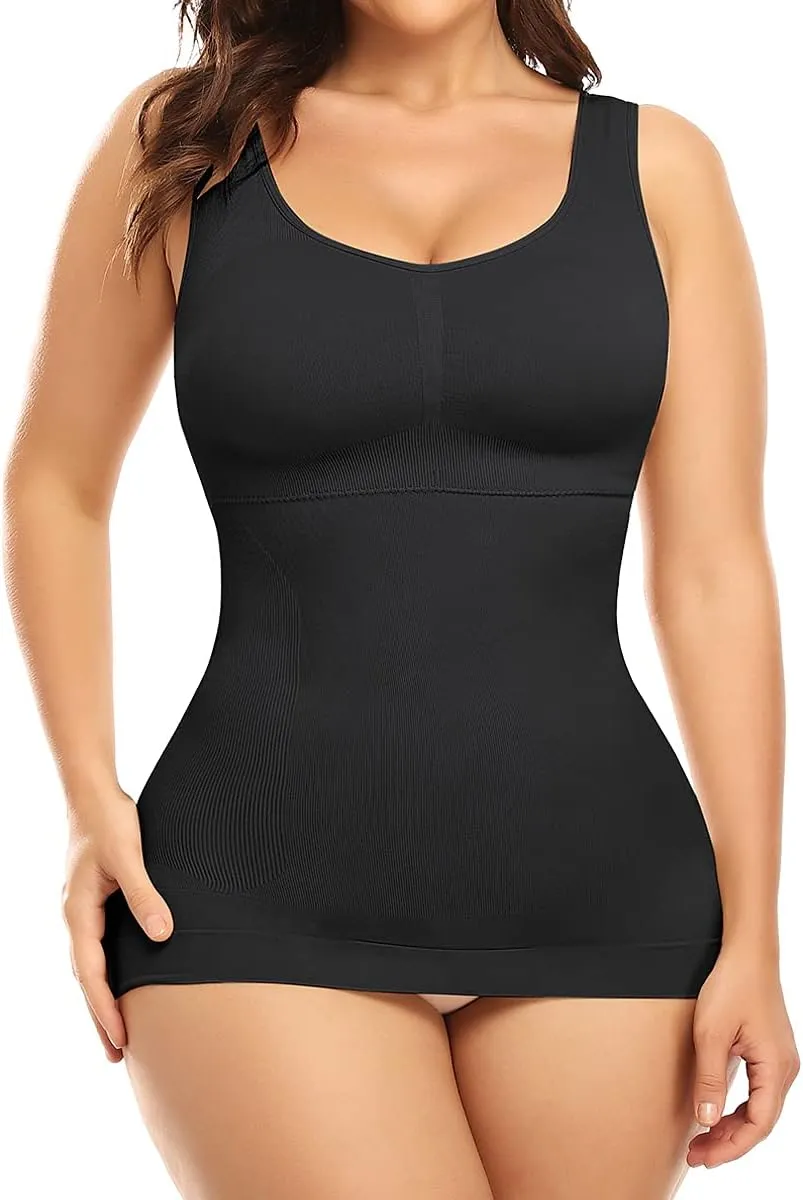 Women Shaper Cami with Built in Bra Shapewear Tank Top Tummy Control Camisole Slimming Compression Undershirt