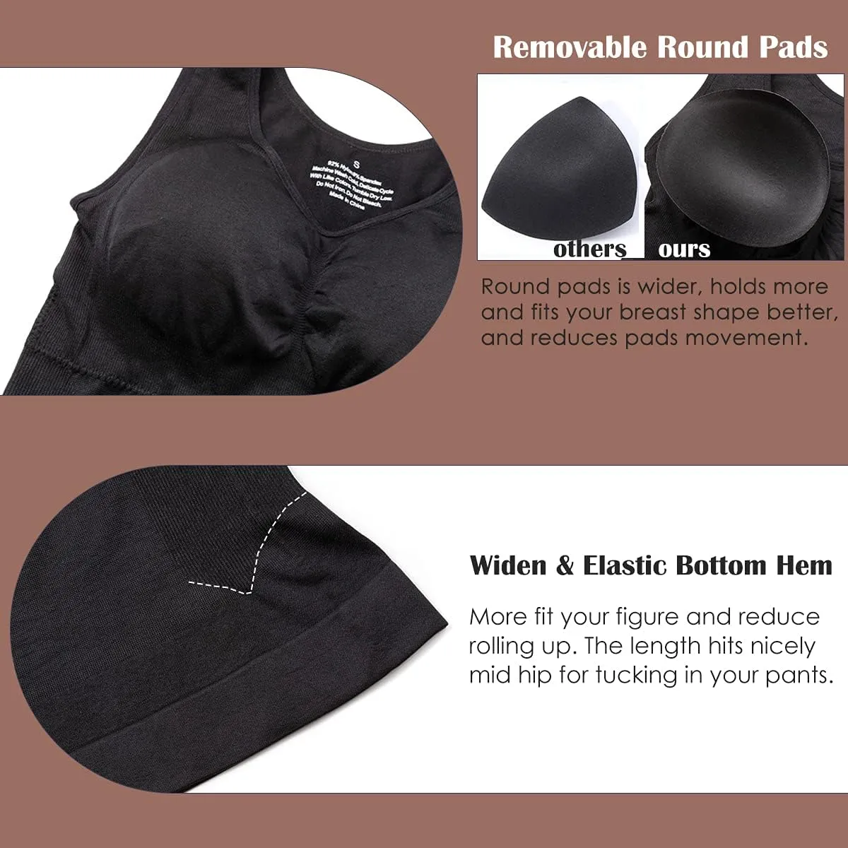 Women Shaper Cami with Built in Bra Shapewear Tank Top Tummy Control Camisole Slimming Compression Undershirt