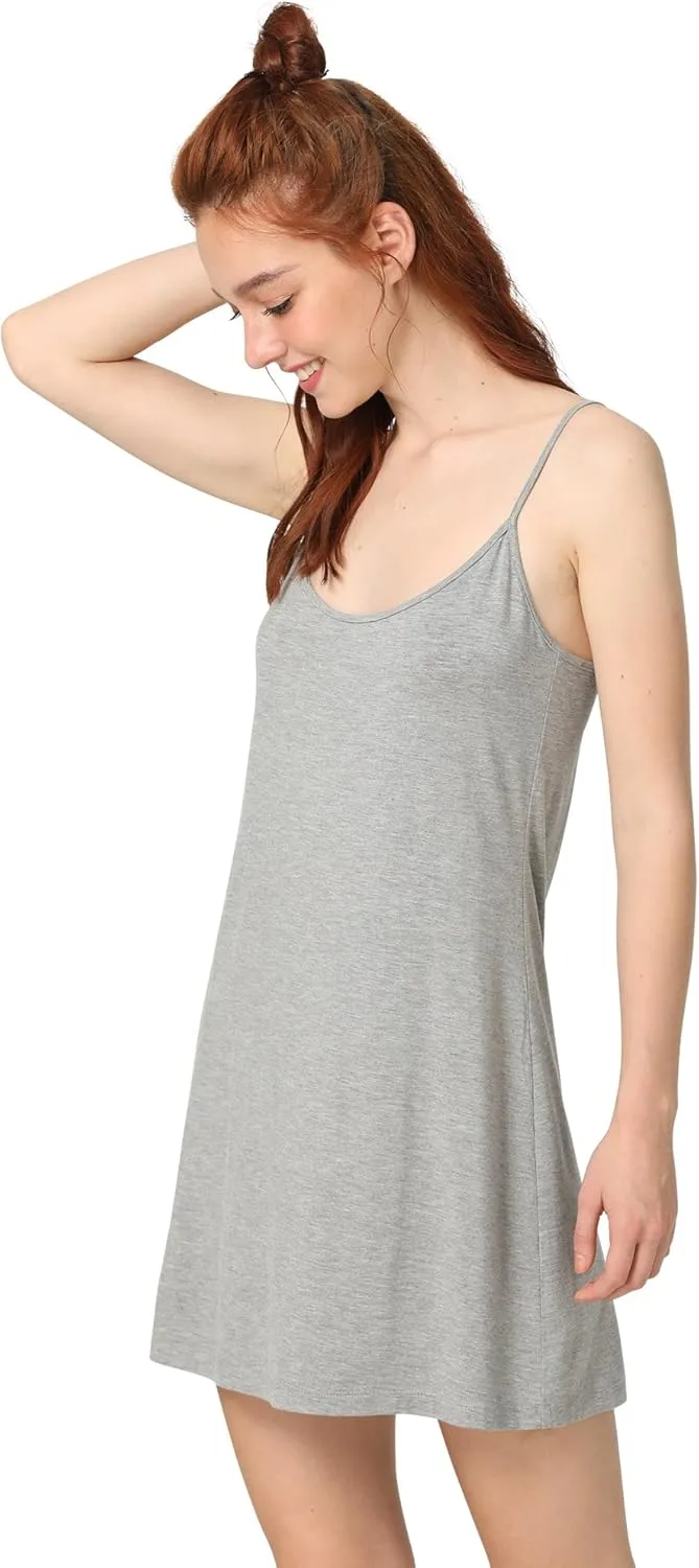 Women's Bamboo Viscose Full Slips for Under Dresses Adjustable Spaghetti Straps Cami Slip Dress