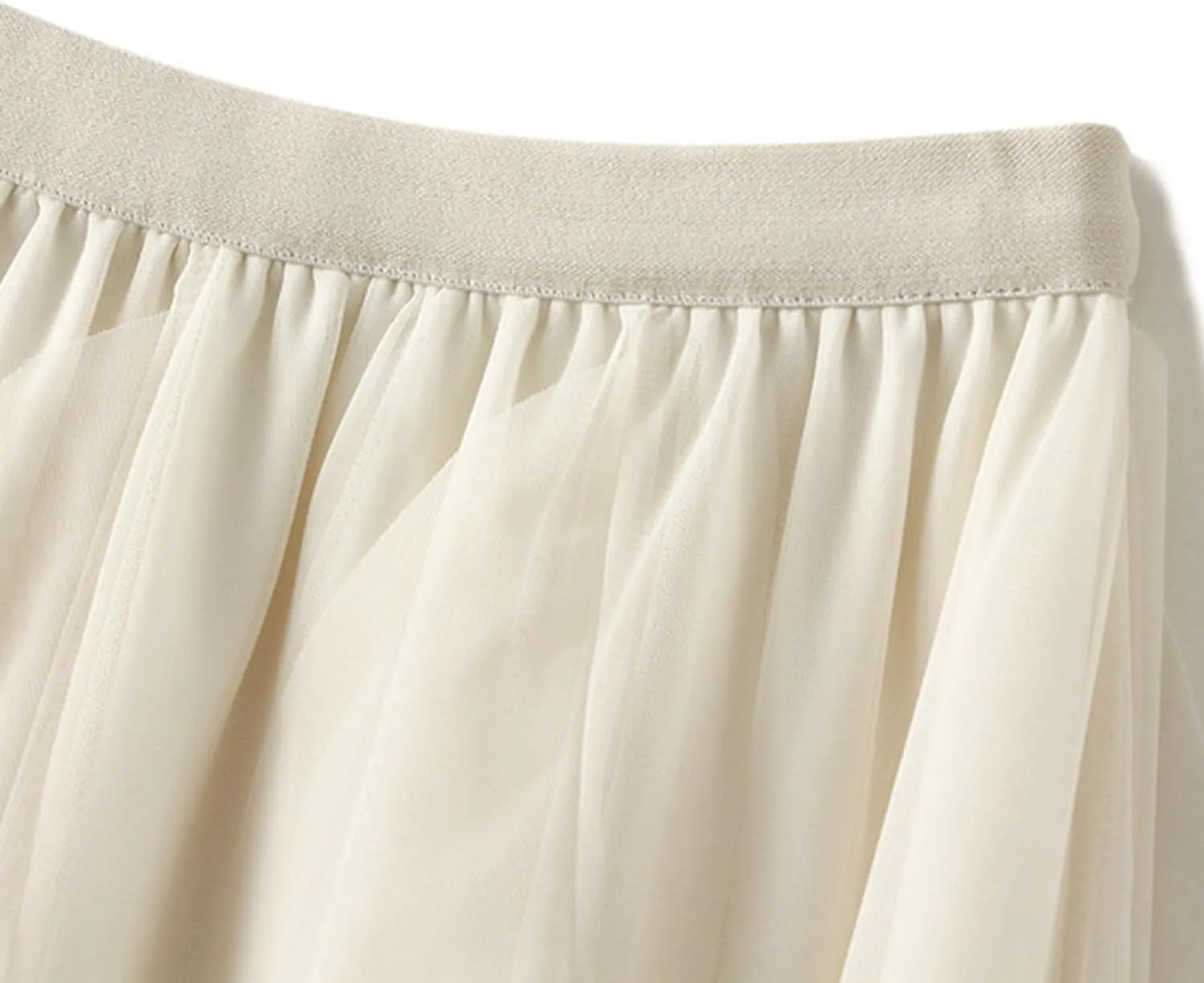 Women's Elegant Elastic Waist Flowy Fairy Ruffle Chiffon Skirts High Waisted A-Line Tirm Skirt with Handkerchief Hem