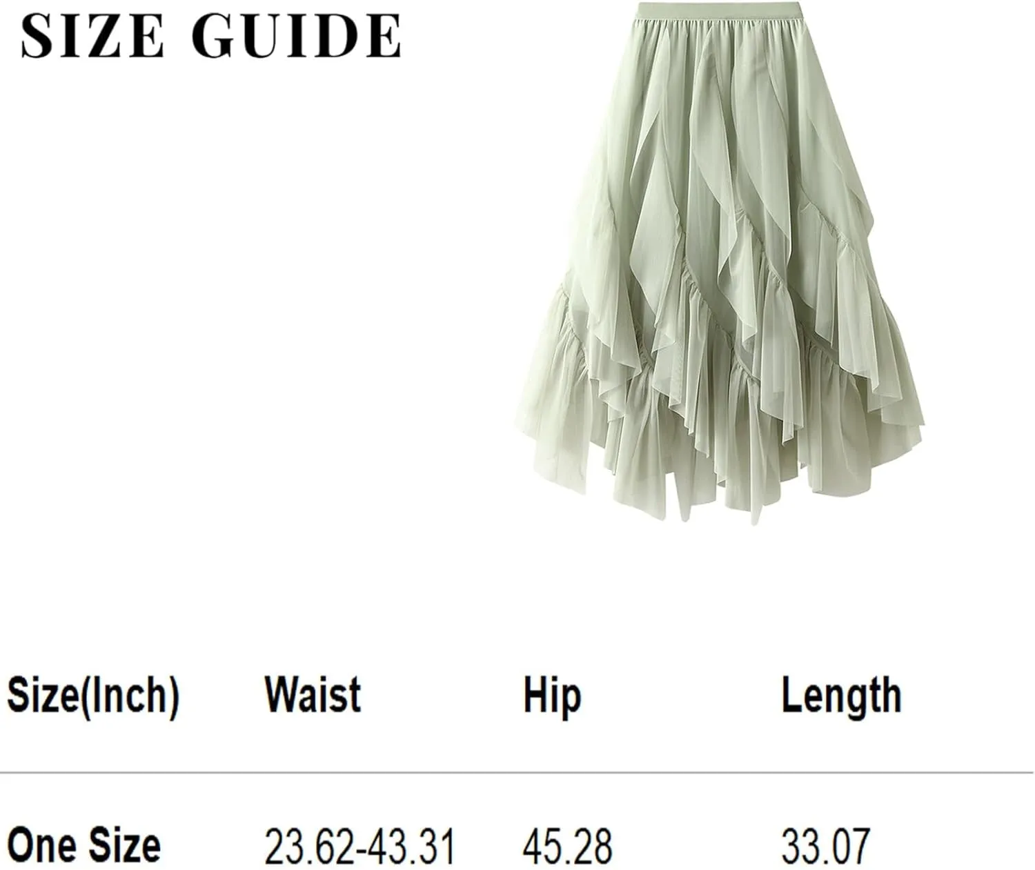 Women's Elegant Elastic Waist Flowy Fairy Ruffle Chiffon Skirts High Waisted A-Line Tirm Skirt with Handkerchief Hem