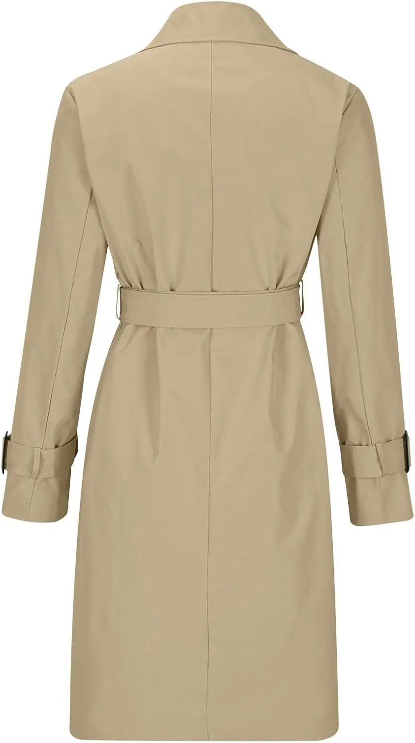 Women's Fashion Autumn Winter Solid Color Double Breasted Trench Coat Trendy Coats