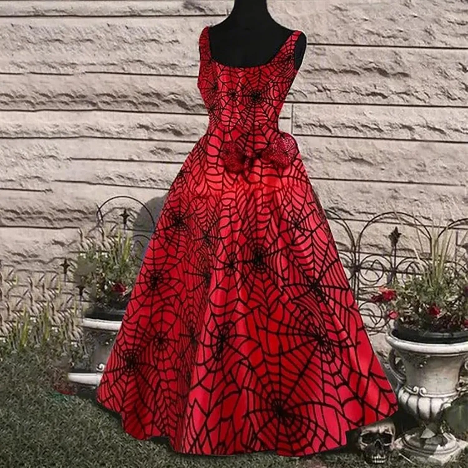 Womens Halloween Bloody Print Party Suspender Dress Festival Light Bride Cos Costume Fashion Sexy Tunic Flowy Dress