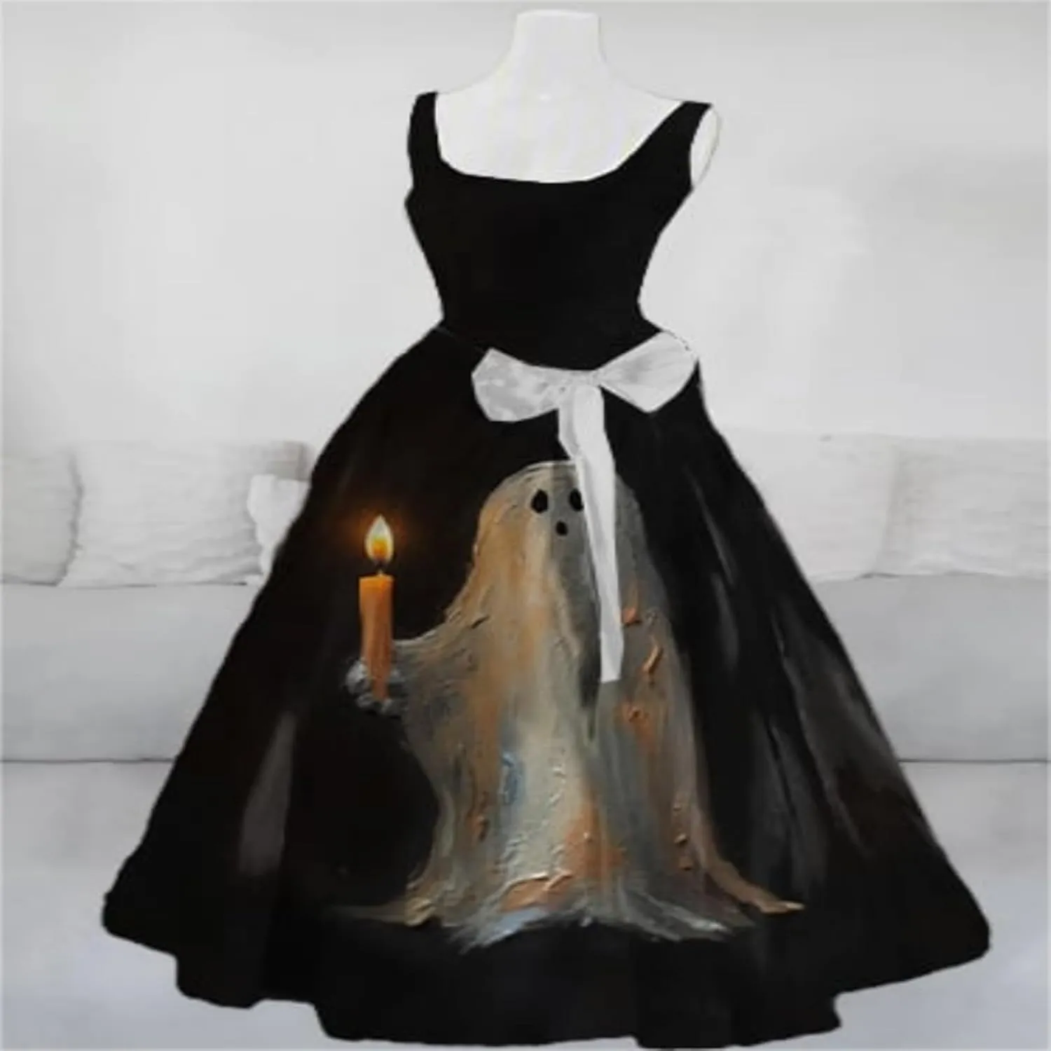 Womens Halloween Bloody Print Party Suspender Dress Festival Light Bride Cos Costume Fashion Sexy Tunic Flowy Dress
