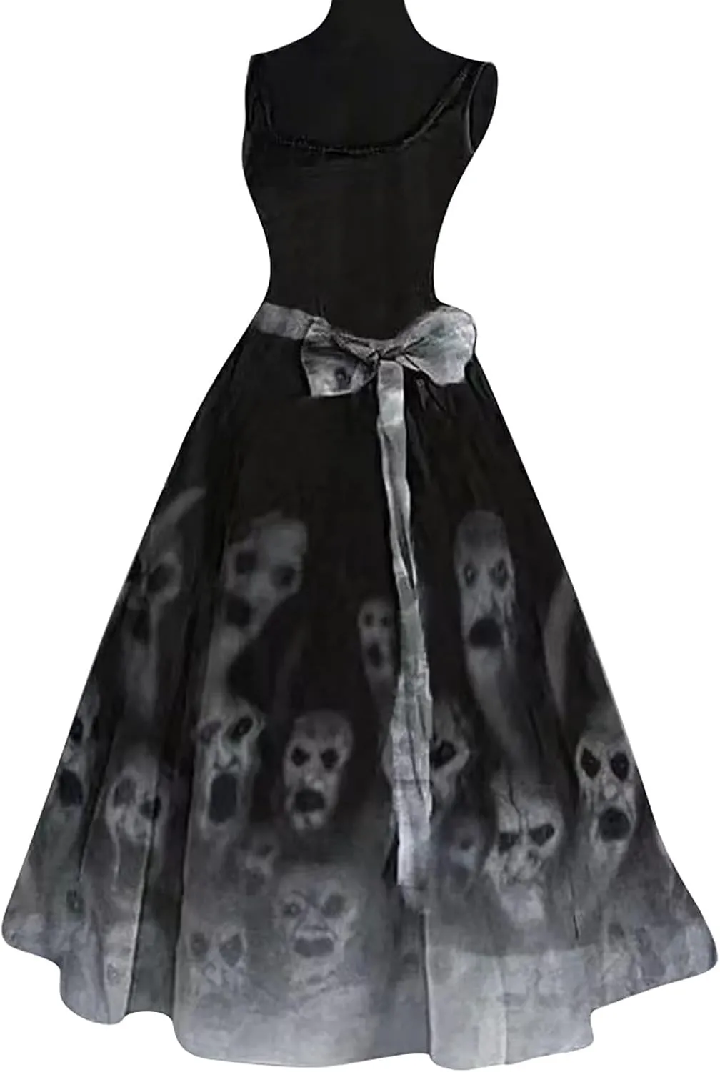 Womens Halloween Bloody Print Party Suspender Dress Festival Light Bride Cos Costume Fashion Sexy Tunic Flowy Dress