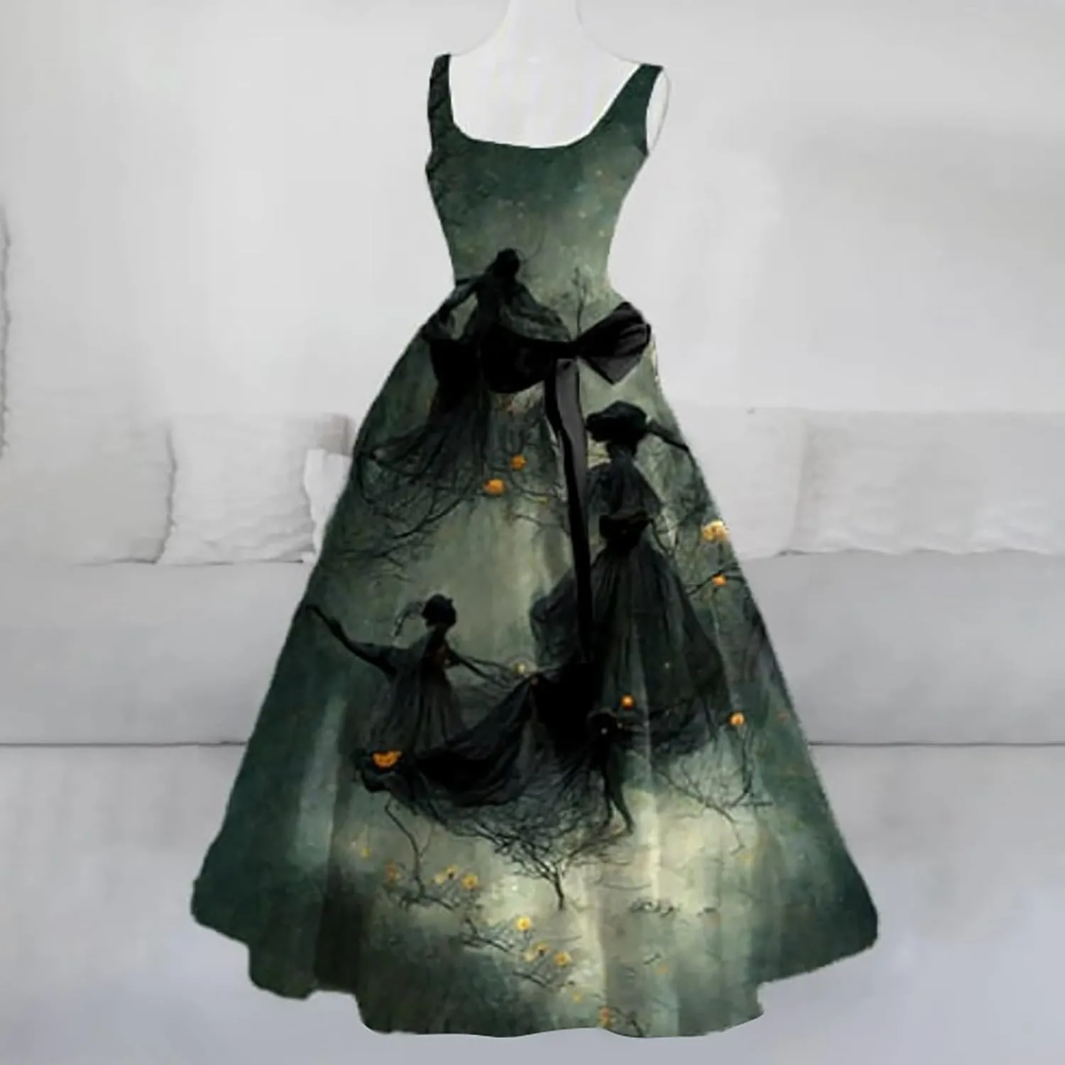 Womens Halloween Bloody Print Party Suspender Dress Festival Light Bride Cos Costume Fashion Sexy Tunic Flowy Dress