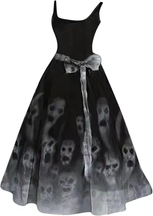 Womens Halloween Bloody Print Party Suspender Dress Festival Light Bride Cos Costume Fashion Sexy Tunic Flowy Dress