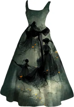 Womens Halloween Bloody Print Party Suspender Dress Festival Light Bride Cos Costume Fashion Sexy Tunic Flowy Dress