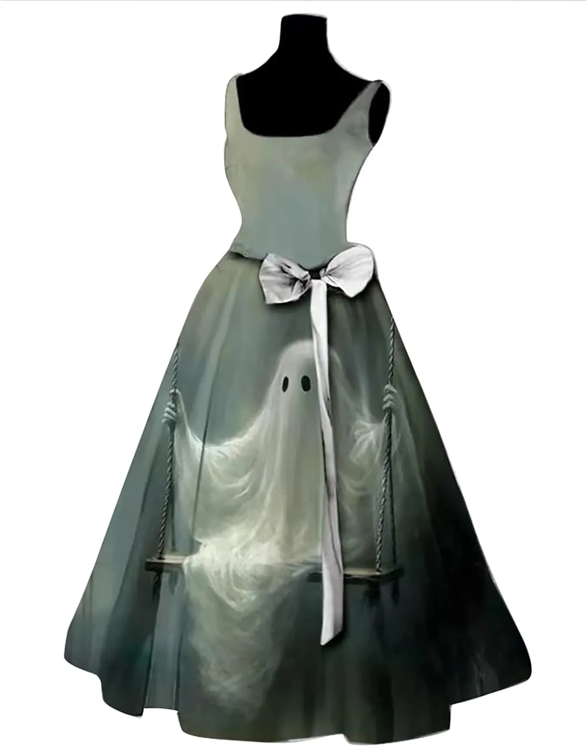 Womens Halloween Bloody Print Party Suspender Dress Festival Light Bride Cos Costume Fashion Sexy Tunic Flowy Dress