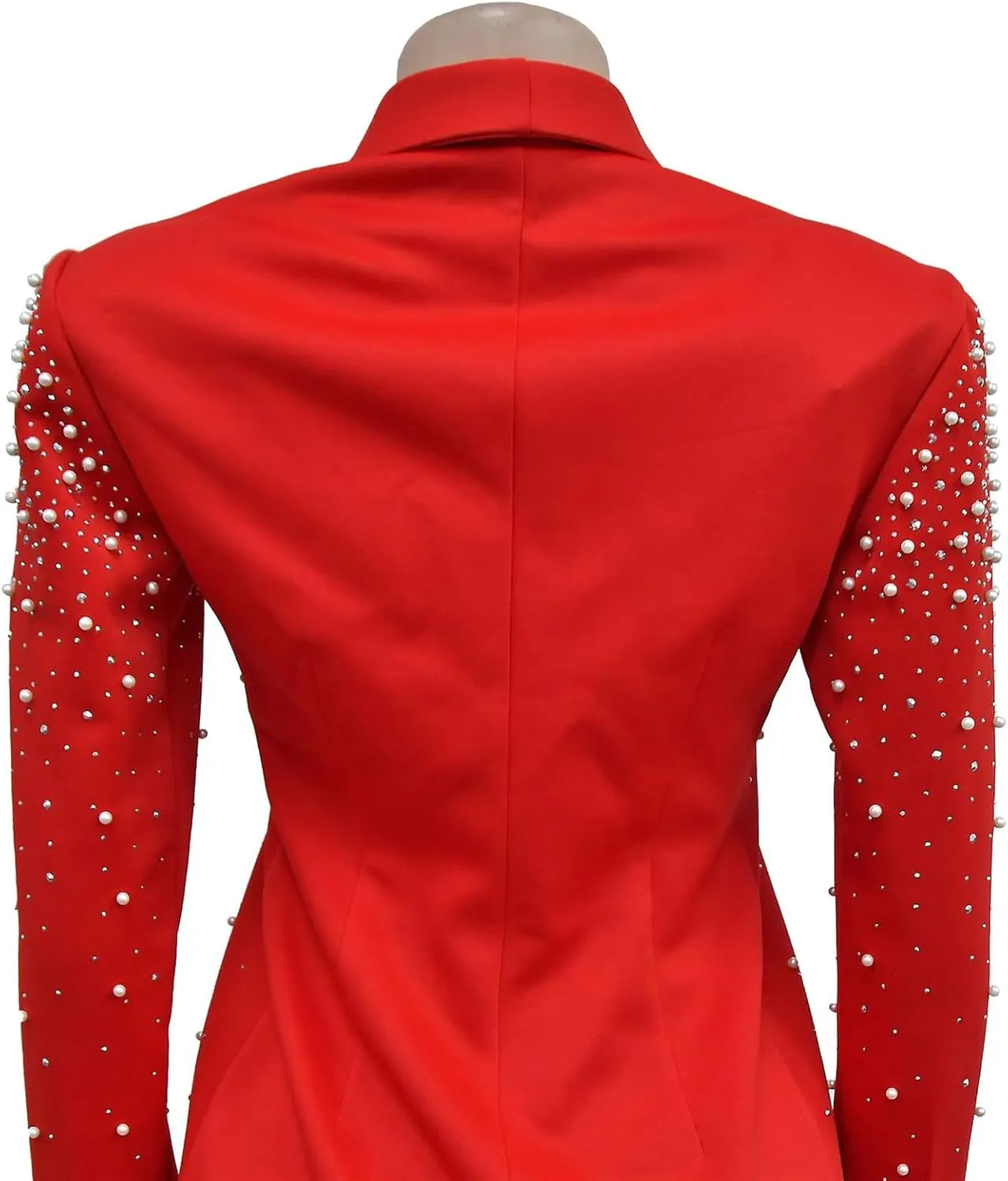 Women's Long Sleeve Lapel Pearls Rhinestones Sexy Nightclub Party Cardigan Blazer Jackets