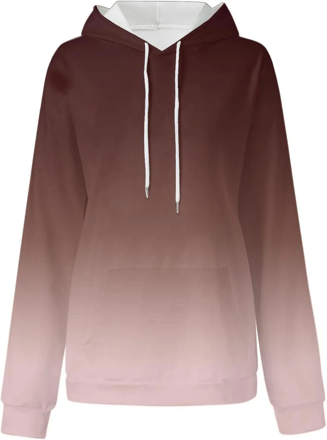 Women's Oversized Y2K Hoodies Pullover Tops Gradient Hooded Sweatshirts Fall Fashion Pocket Long Sleeve Blouse Outfits