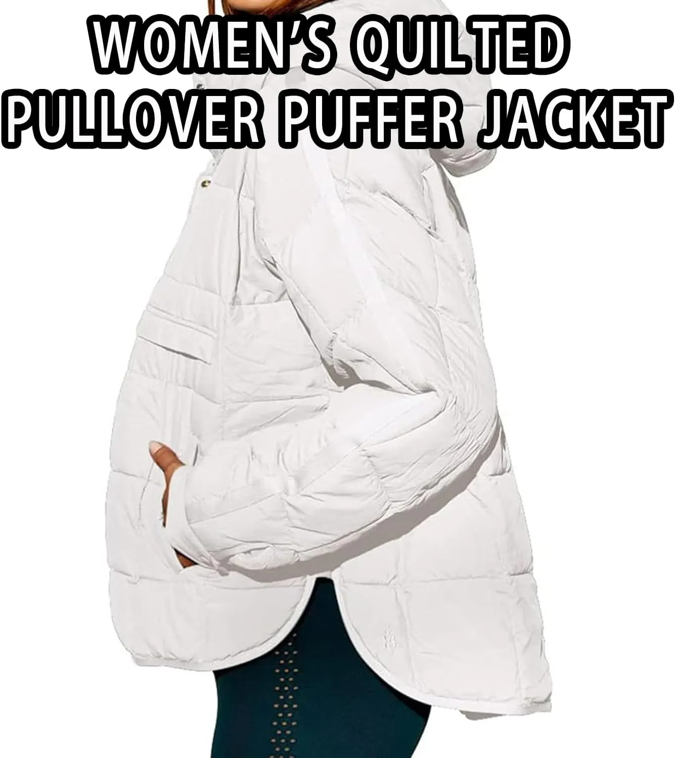 Women's Quilted Pullover Puffer Jacket, Womens Oversized Hooded Puffer, Lightweight Quilted Jackets (Brown,L)
