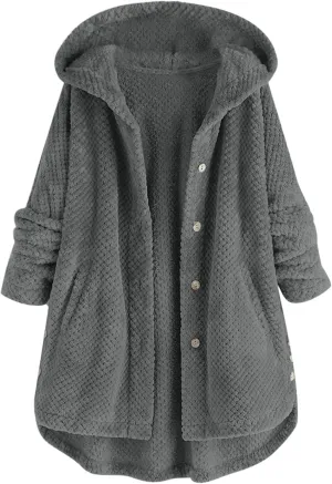 Womens Sherpa Fleece Lined Hoodie Jackets Plus Size Full Zip Up Thick Shaggy Fuzzy Zip Up Oversized Fluffy Coat Zipper
