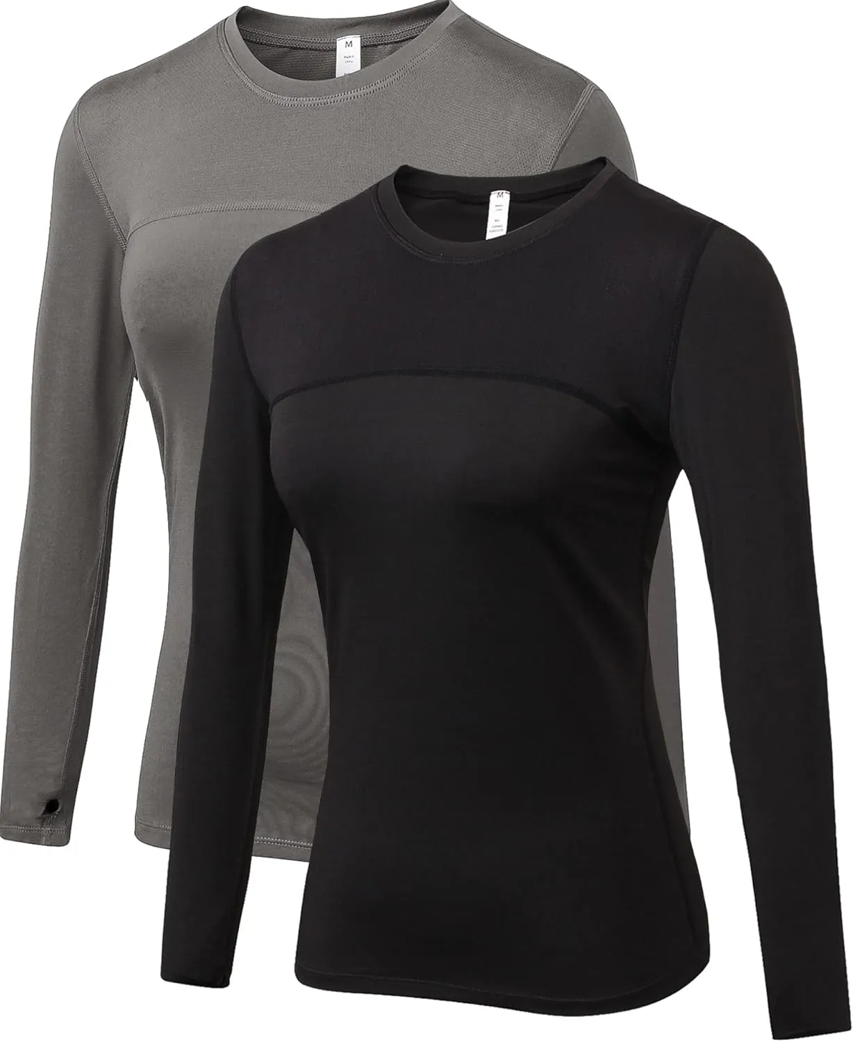 Women's Sun Protection Compression Shirts UPF 50  Long Sleeve Workout T-Shirts Rash Guard Athletic Tops