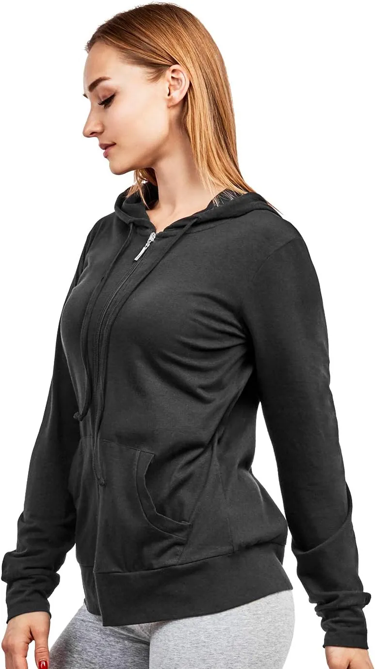 Women's Zip Up Cotton Light Hoodie Jacket