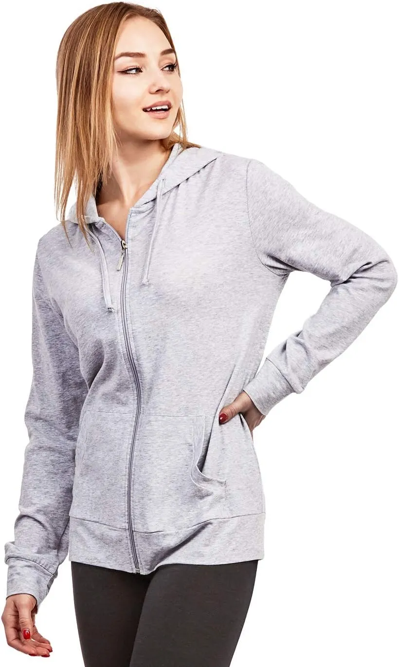 Women's Zip Up Cotton Light Hoodie Jacket