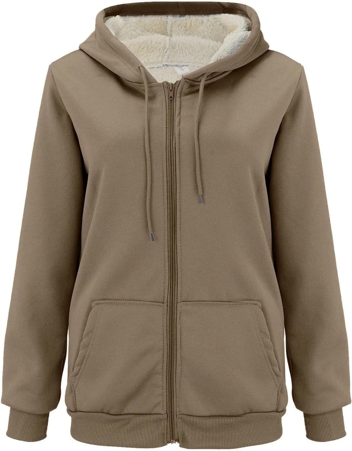 Womens Zip Up Hoodies Oversized Sweatshirts Warm Fleece Sherpa Lined Fashion Outfits Sweaters Casual Jackets