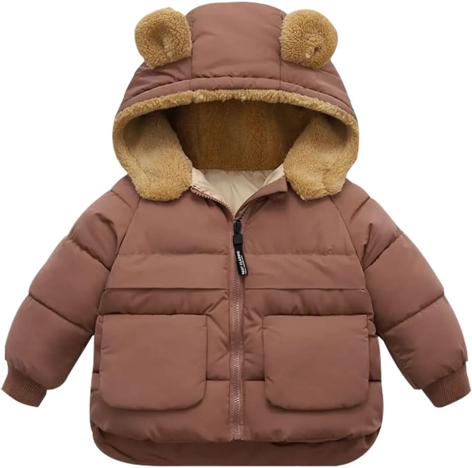 XIFAMNIY Baby Kids Winter Coat Puffer Down Jacket Windproof Light Winter Jacket Hooded Outwear 2-6T