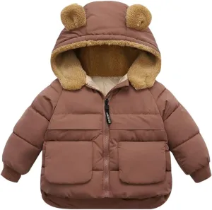 XIFAMNIY Baby Kids Winter Coat Puffer Down Jacket Windproof Light Winter Jacket Hooded Outwear 2-6T
