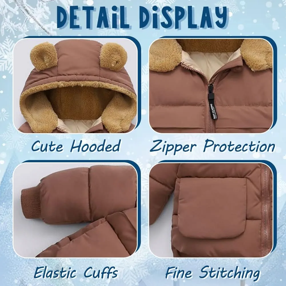 XIFAMNIY Baby Kids Winter Coat Puffer Down Jacket Windproof Light Winter Jacket Hooded Outwear 2-6T